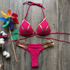 2023 New Arrival Nylon Triangle Bronzing Patchwork Bikini Lady Sexy Swimwear Swimsuit Export Bikini 8 Colors