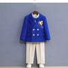Boys Royal Blue Orange Suit For Wedding Kids Jacket Pants Bowtie Flower 4PCS Ceremony Tuxedo Dress Children Photograph Costume