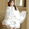 Japanese Liz Sweet Princess Faux Rabbit Fur Cape Coat Women Autumn Winter Fur Jacket Loose Clock Rhinestone Bow Hooded Coat