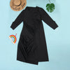 CM.YAYA Vintage Women Long Sleeve High Side Split Ruched Up Wrap Lapel Collar White Maxi Long Dress Fashion Street Dresses