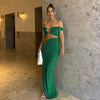 Fashion Pure Desire Style 2024 Spring and Summer New Sexy Pure Color Sling Bandeau Slim-Fit Fold Split Skirt Suit
