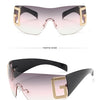 2024 New Oversized Rimless Sunglasses Women Fashion One-Piece Shield Sun Glasses For Female Streetwear Y2k Sunglass Ladies UV400