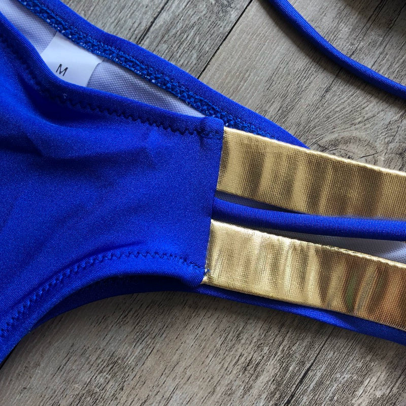 New New Arrival Nylon Triangle Bronzing Patchwork Bikini Lady Sexy Swimwear Swimsuit Export Bikini 8 Colors