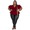 Plus Size Party Top Women Big SizeV Neck Wedding Evening Red