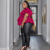 Plus Size Party Top Women Big SizeV Neck Wedding Evening Red