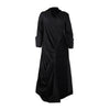 CM.YAYA Vintage Women Long Sleeve High Side Split Ruched Up Wrap Lapel Collar White Maxi Long Dress Fashion Street Dresses