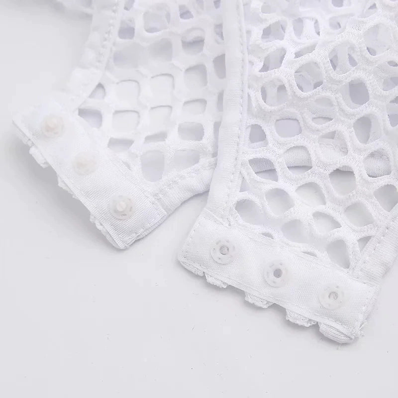 Fashion Wind Big Mesh Cut Out Travel One-Piece T-shirt
