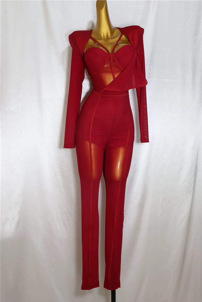 Women's Fashion Elegant Slim Fit Bodysuit Chest Wrap
