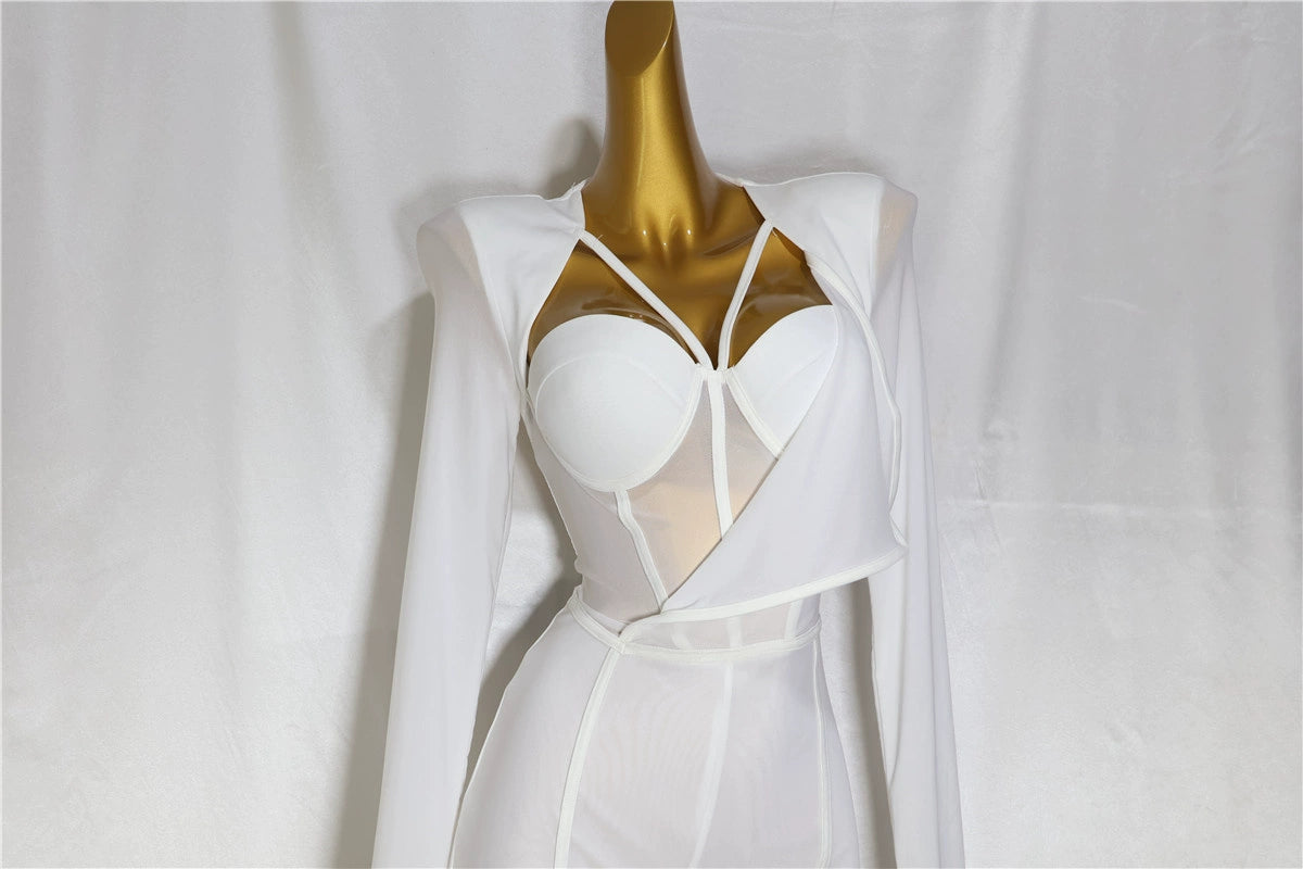 Women's Fashion Elegant Slim Fit Bodysuit Chest Wrap
