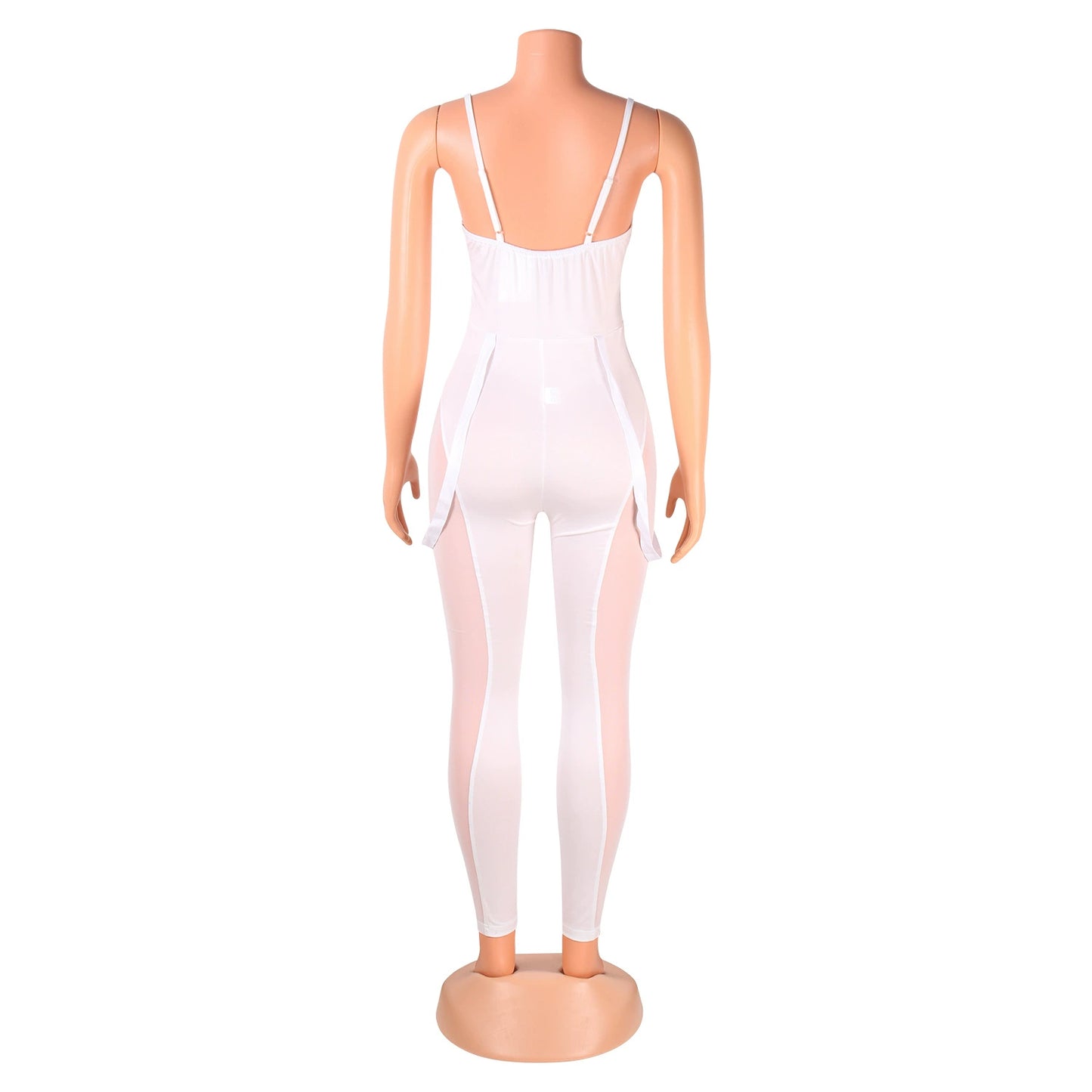 European and American Women's Clothing See-through Sexy Suspender Mesh Jumpsuit