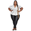 Plus Size Party Top Women Big SizeV Neck Wedding Evening Red