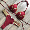 2023 New Arrival Nylon Triangle Bronzing Patchwork Bikini Lady Sexy Swimwear Swimsuit Export Bikini 8 Colors