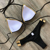 2023 New Arrival Nylon Triangle Bronzing Patchwork Bikini Lady Sexy Swimwear Swimsuit Export Bikini 8 Colors