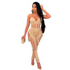 European and American Women's Clothing See-through Sexy Suspender Mesh Jumpsuit