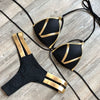 2023 New Arrival Nylon Triangle Bronzing Patchwork Bikini Lady Sexy Swimwear Swimsuit Export Bikini 8 Colors
