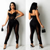 European and American Women's Clothing See-through Sexy Suspender Mesh Jumpsuit