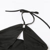 Women's Neck Hanging Hollow Strap Short Top Set Sexy Backless Sleeveless Tank Top and Short Skirt Casual Street Wear Club Party
