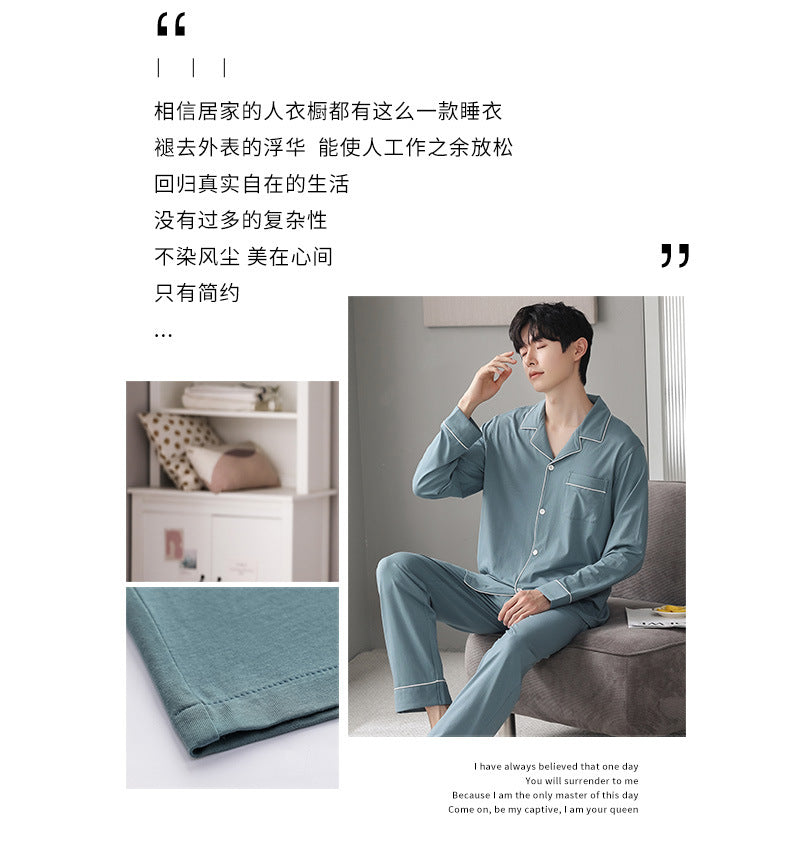 Autumn Pajamas Sets Men Long Sleeve Modal Cotton Thin Teenage Boys' Large Size Spring Outwear Home Cloth Suit Sleepwear Male