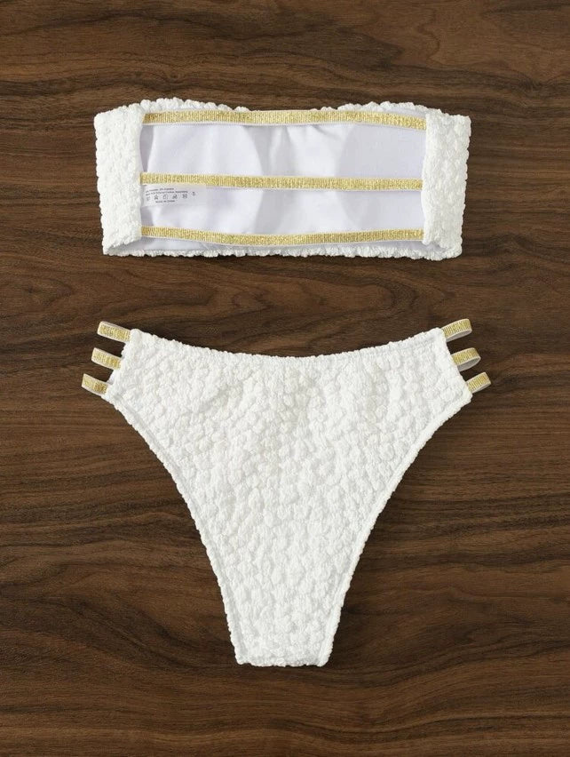 Open Back Sexy Tube Top Ribbon Swimsuit Beauty Back Separates Swimsuit Bar Sexy Female Bikini Sexy Bikini