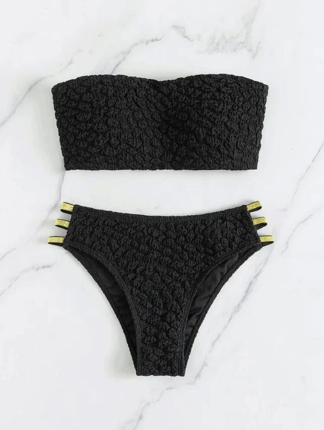 Open Back Sexy Tube Top Ribbon Swimsuit Beauty Back Separates Swimsuit Bar Sexy Female Bikini Sexy Bikini