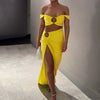 Fashion Pure Desire Style 2024 Spring and Summer New Sexy Pure Color Sling Bandeau Slim-Fit Fold Split Skirt Suit