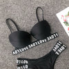 New Sexy Print English Letter Bikini with Steel Bracket Black Sports Separates Swimsuit Three-Point Red