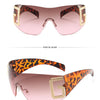 2024 New Oversized Rimless Sunglasses Women Fashion One-Piece Shield Sun Glasses For Female Streetwear Y2k Sunglass Ladies UV400