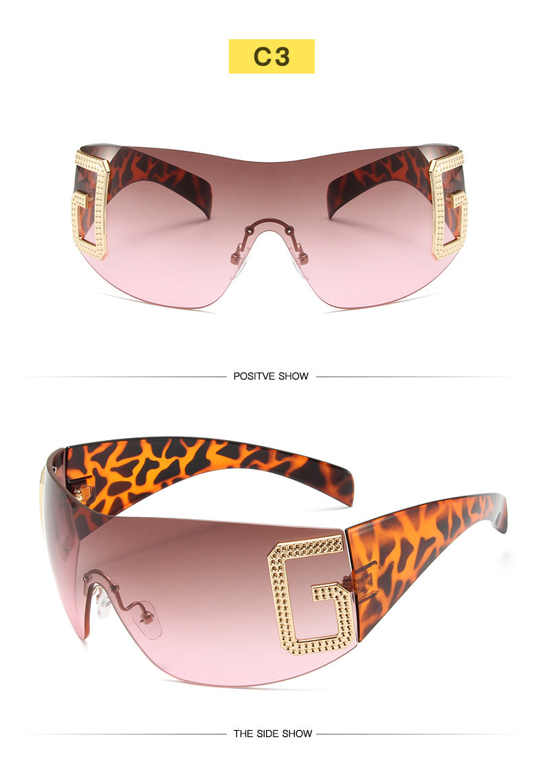 2024 New Oversized Rimless Sunglasses Women Fashion One-Piece Shield Sun Glasses For Female Streetwear Y2k Sunglass Ladies UV400