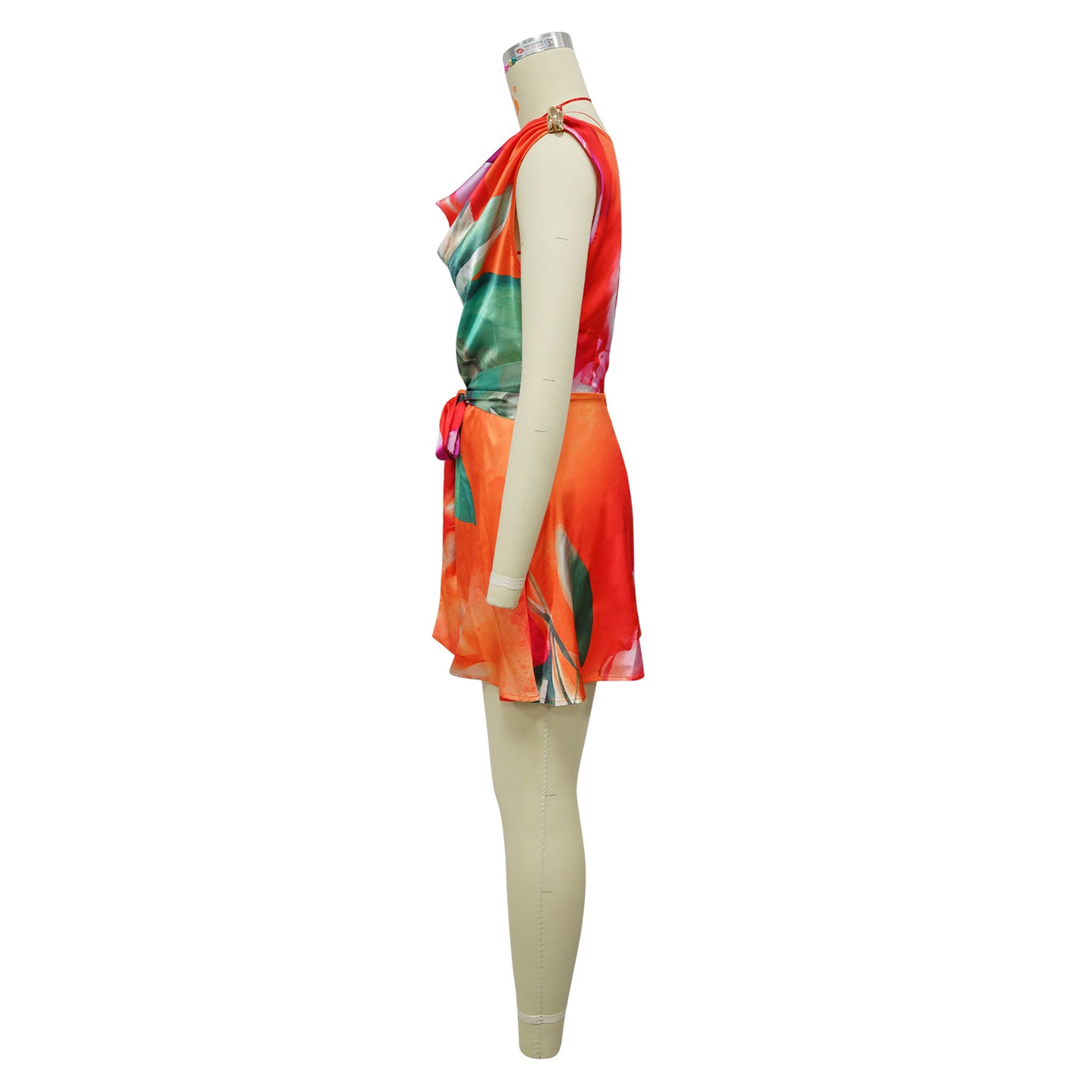 CM.YAYA Women Tie Dye Print Beach Sleeveless V-neck Sashes Sexy Party Club Playsuits Jumpsuit 2025 Summer One Piece Suit Rompers