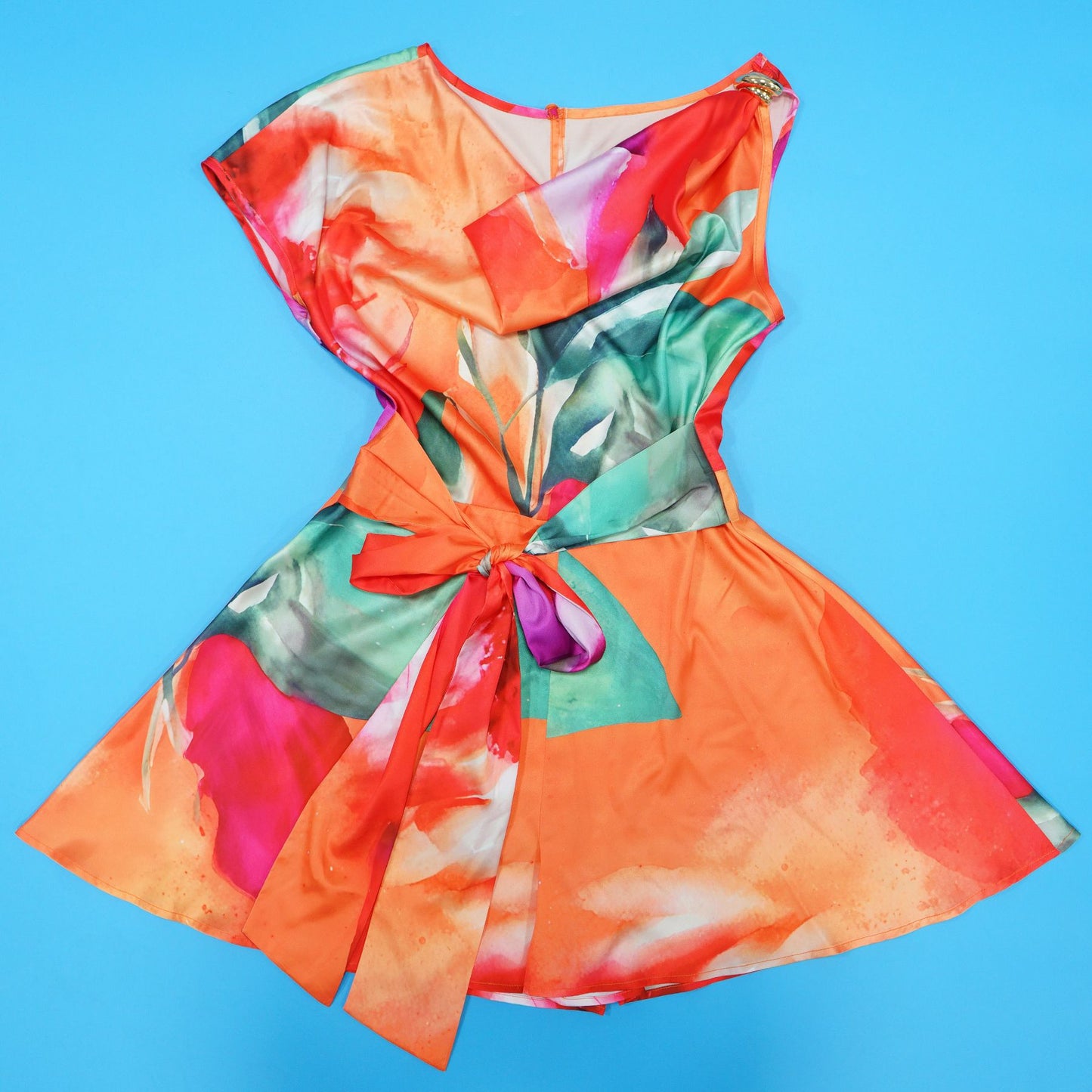 CM.YAYA Women Tie Dye Print Beach Sleeveless V-neck Sashes Sexy Party Club Playsuits Jumpsuit 2025 Summer One Piece Suit Rompers
