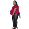 Plus Size Party Top Women Big SizeV Neck Wedding Evening Red