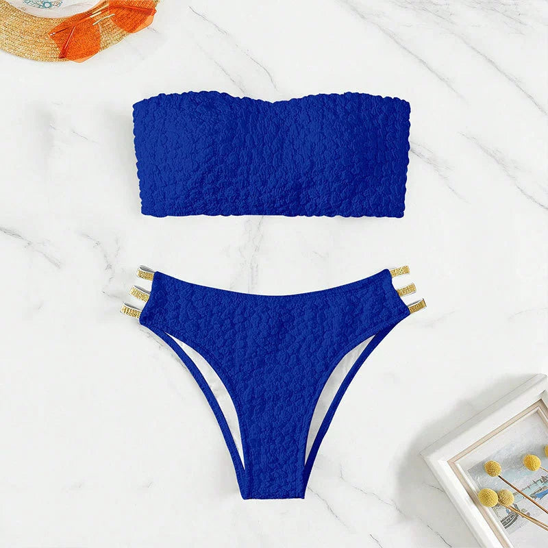 Open Back Sexy Tube Top Ribbon Swimsuit Beauty Back Separates Swimsuit Bar Sexy Female Bikini Sexy Bikini