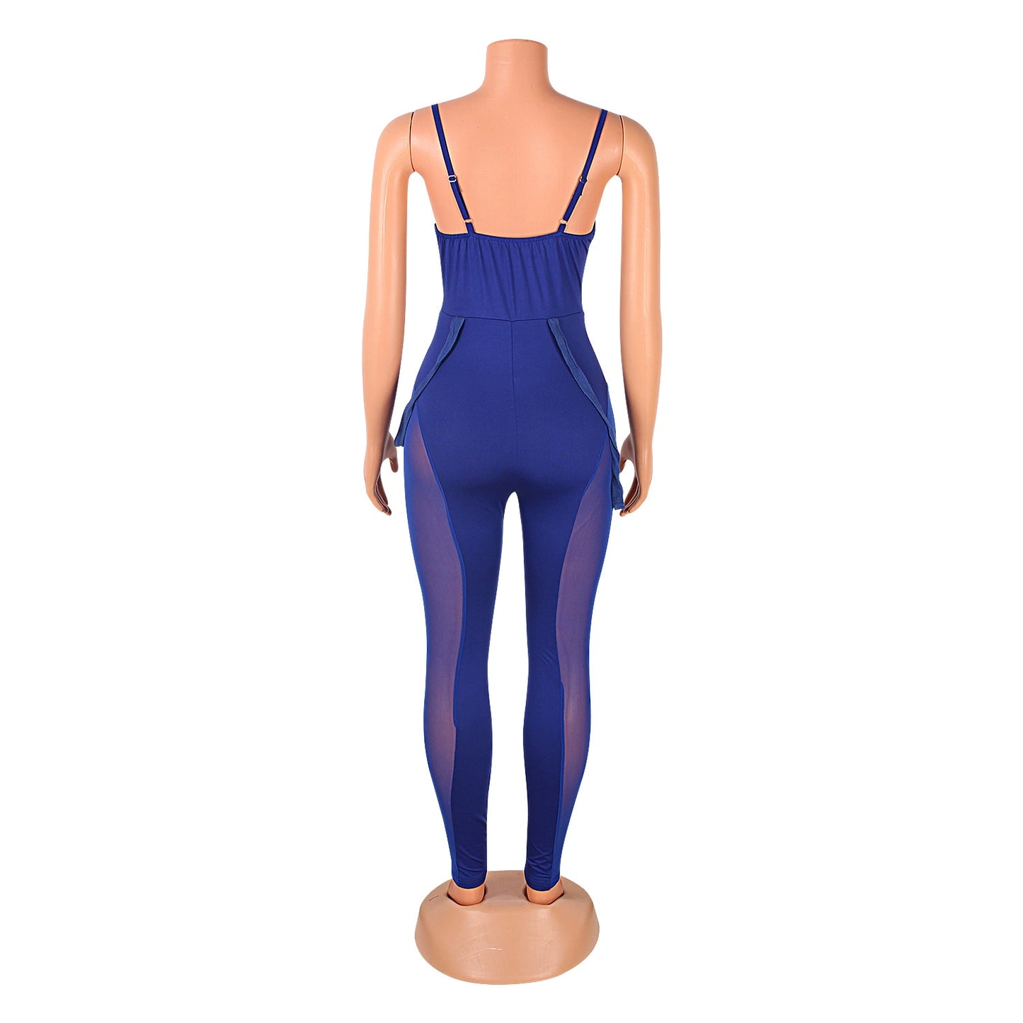 European and American Women's Clothing See-through Sexy Suspender Mesh Jumpsuit
