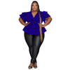 Plus Size Party Top Women Big SizeV Neck Wedding Evening Red