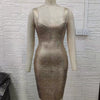 Europe and America Cross Border Model Sexy Low-Cut Buttock Cinched Sleeveless Bronzing Bandage One-Piece Dress Fashion Hot Party Packaging