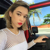 Fashion Wind Big Mesh Cut Out Travel One-Piece T-shirt