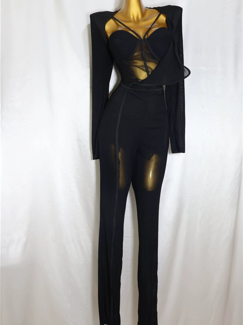 Women's Fashion Elegant Slim Fit Bodysuit Chest Wrap