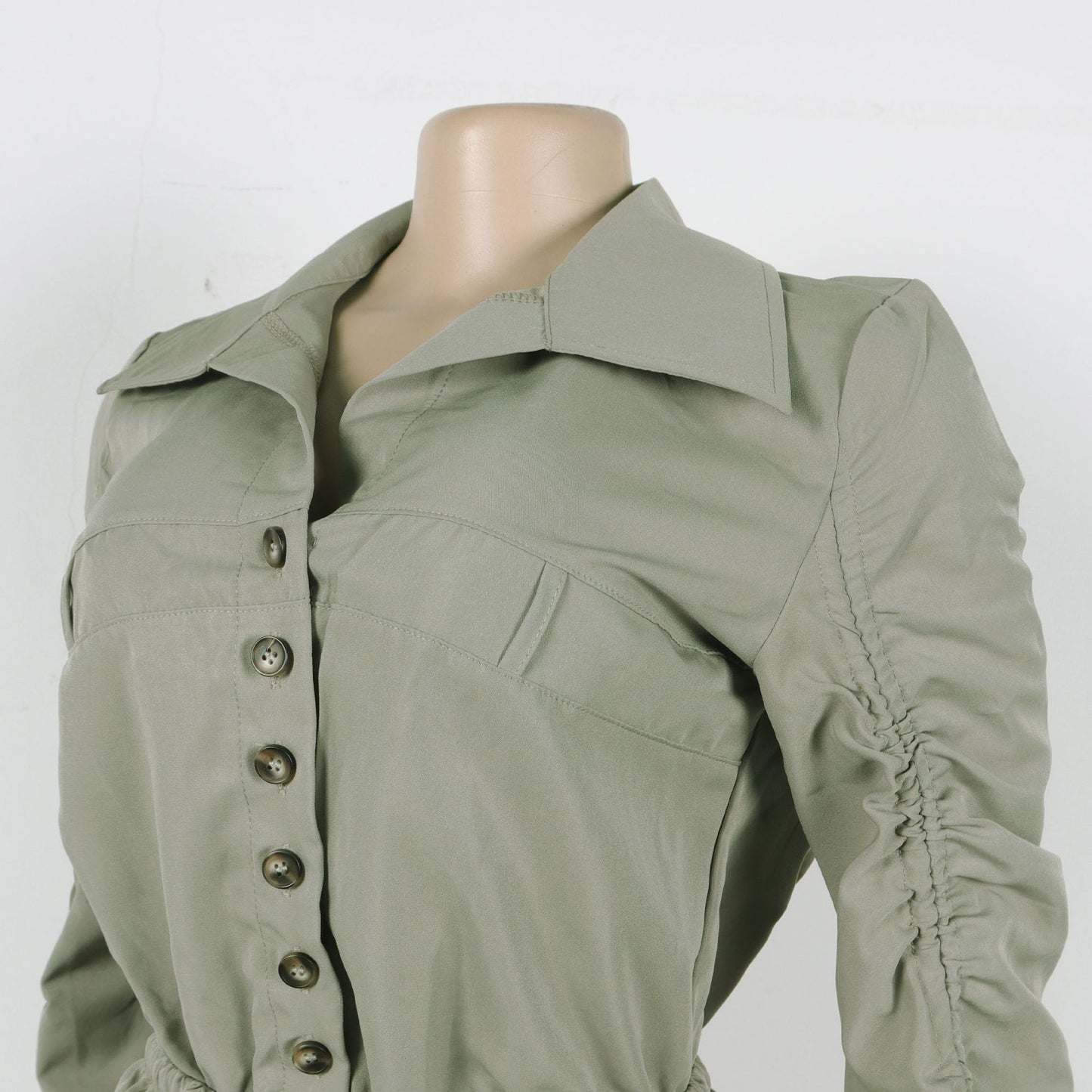 CM.YAYA Vintge Women's Blouse Style Ruched Up Long Sleeve Romper Playsuit 2025 Summer Streetwear Basic Overall Outfits Jumpsuits