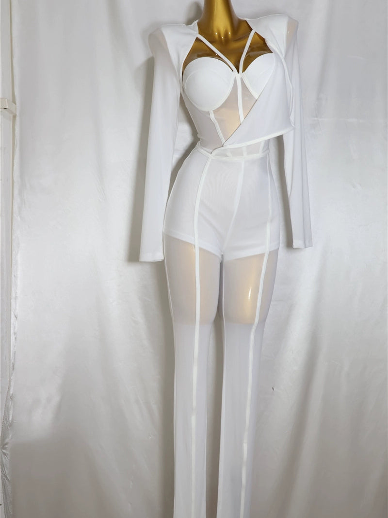 Women's Fashion Elegant Slim Fit Bodysuit Chest Wrap
