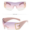 2024 New Oversized Rimless Sunglasses Women Fashion One-Piece Shield Sun Glasses For Female Streetwear Y2k Sunglass Ladies UV400