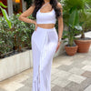 CM.YAYA Summer Women Sets Sleeveless Sexy Strap Crop Top and Tassel Long Skirt Sets Night Club Party Beach 2 Two Piece Sets