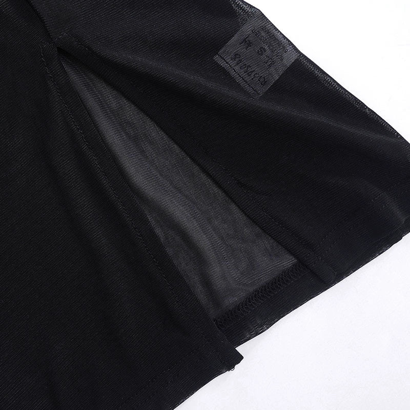 Transition Sexy Zone Black Sheer Mesh Sexy Temperament Split Long Dress Hot Spring Bikini Blouse Pure Desire Style