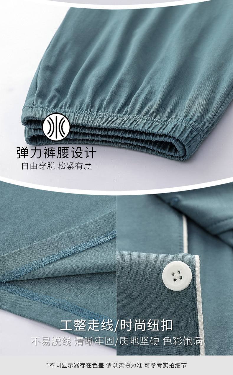 Autumn Pajamas Sets Men Long Sleeve Modal Cotton Thin Teenage Boys' Large Size Spring Outwear Home Cloth Suit Sleepwear Male