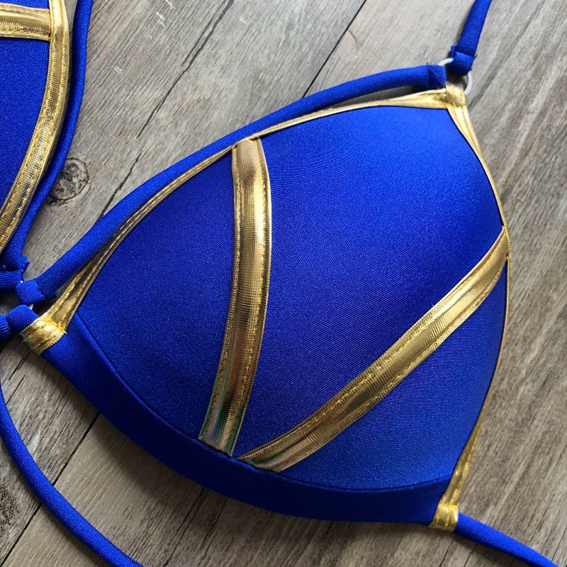 New New Arrival Nylon Triangle Bronzing Patchwork Bikini Lady Sexy Swimwear Swimsuit Export Bikini 8 Colors