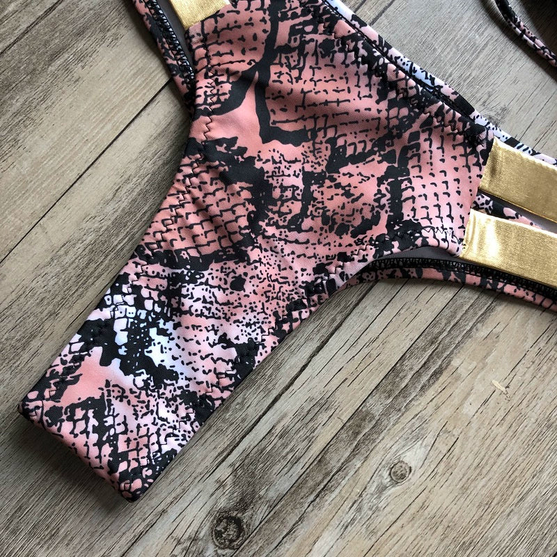 New New Arrival Nylon Triangle Bronzing Patchwork Bikini Lady Sexy Swimwear Swimsuit Export Bikini 8 Colors