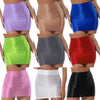 Multicolor Shiny Glossy Silky Miniskirt Sexy Transparent Highly-Elastic plus Size Skirt Bodycon Dress See-through Nightclub OL