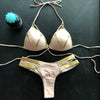 2023 New Arrival Nylon Triangle Bronzing Patchwork Bikini Lady Sexy Swimwear Swimsuit Export Bikini 8 Colors