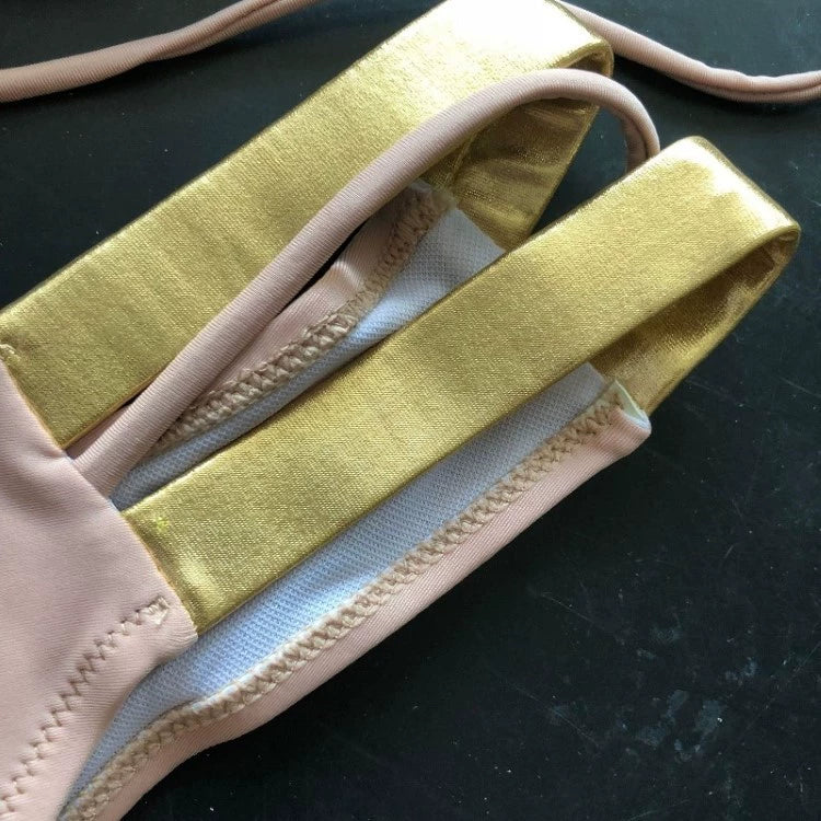 2023 New Arrival Nylon Triangle Bronzing Patchwork Bikini Lady Sexy Swimwear Swimsuit Export Bikini 8 Colors