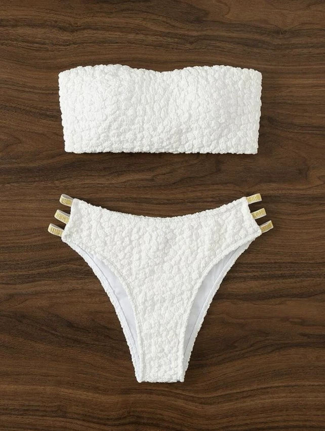 Open Back Sexy Tube Top Ribbon Swimsuit Beauty Back Separates Swimsuit Bar Sexy Female Bikini Sexy Bikini