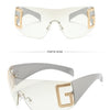 2024 New Oversized Rimless Sunglasses Women Fashion One-Piece Shield Sun Glasses For Female Streetwear Y2k Sunglass Ladies UV400